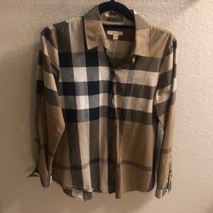 Burberry brown check button down